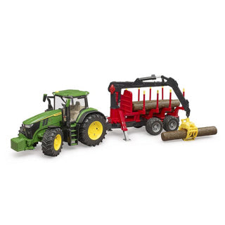 Bruder Traktor John Deere 7r 350 mit Baumanhänger
