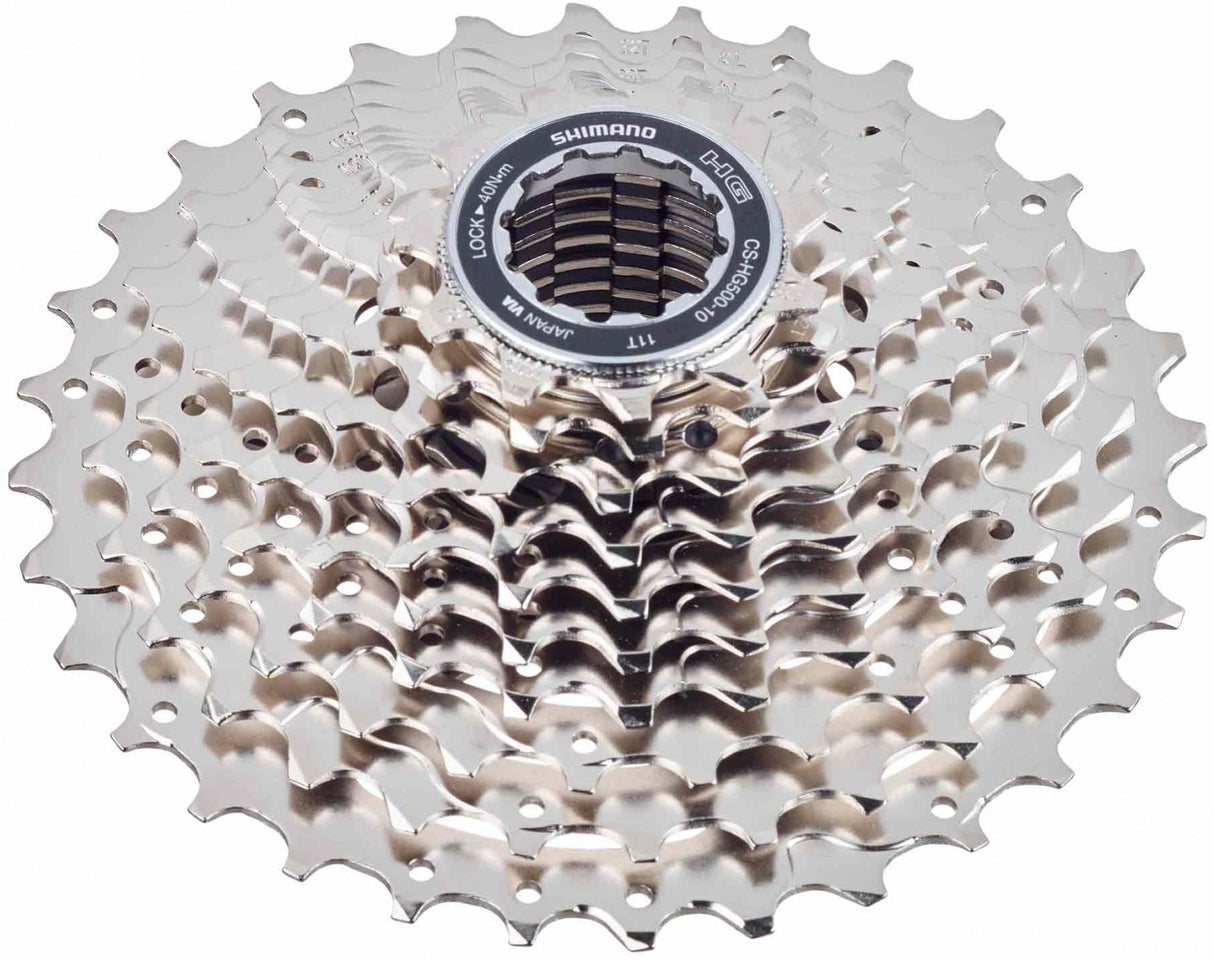 Shimano Kassette 10 Speed CS-HG500 12-28T-Silver (Arbeitsplatzverpackung)