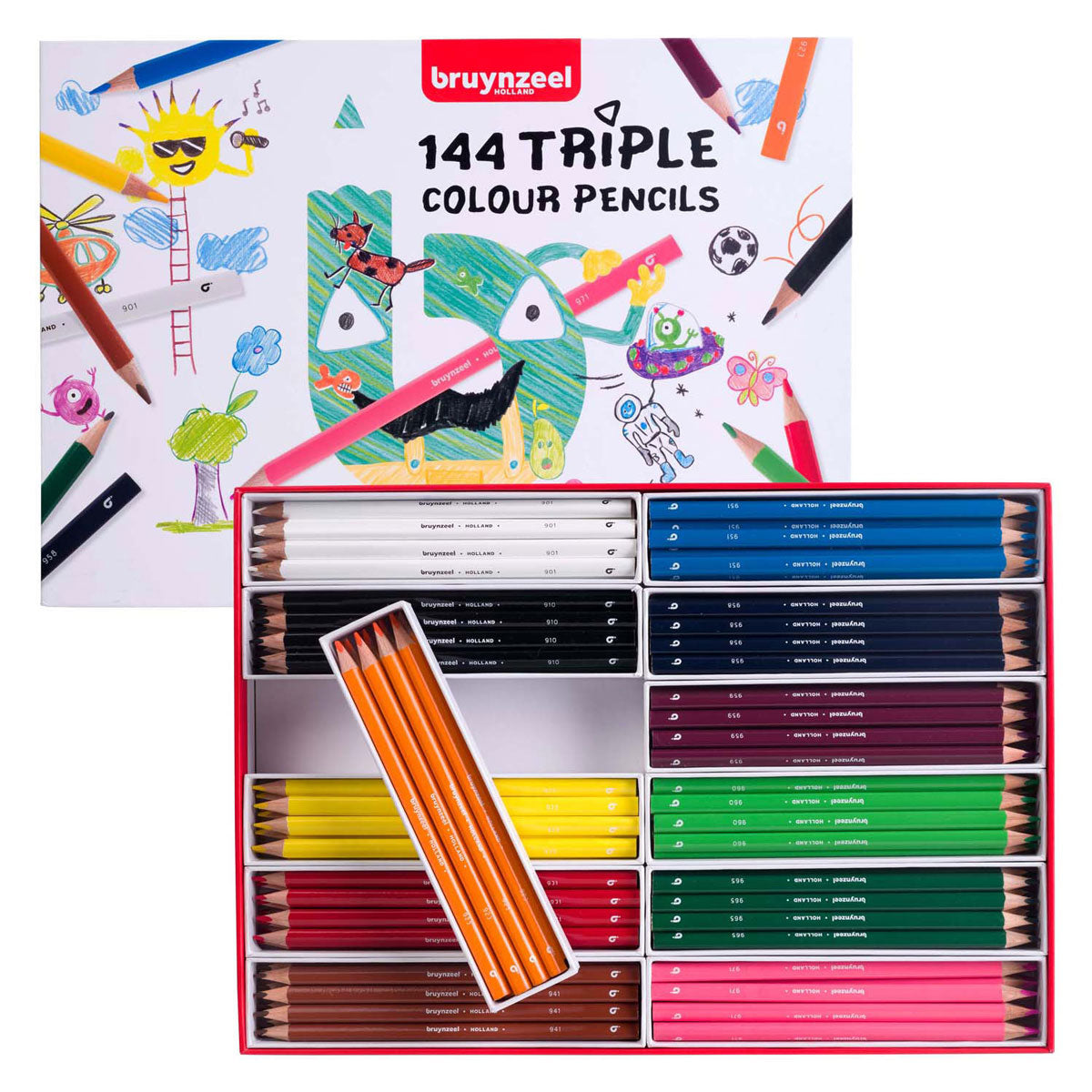 Bruynzeel Dreifach-Buntstiftset, 12x12 Farben