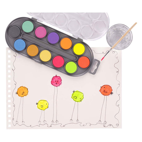 Bruynzeel Kinder-Aquarell-Set mit 12 metallischen Neonfarben