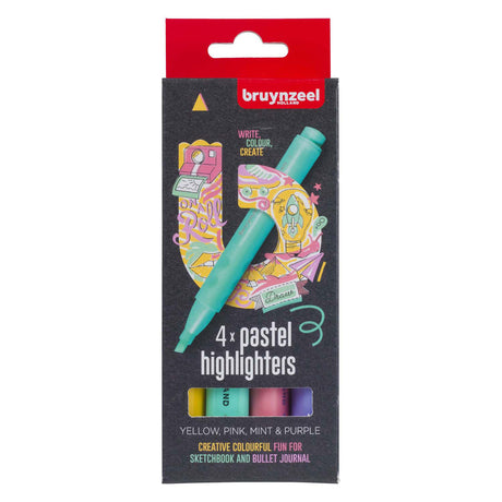 Bruynzeel Textmarker-Set Pastell 4 Farben