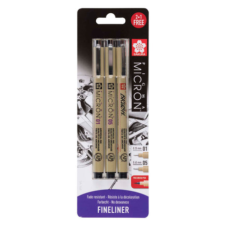 Sakura Blisterkarte Pigma Micron 3 Stück