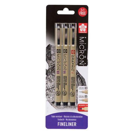 Sakura Blisterkarte Pigma Micron 3 Stück