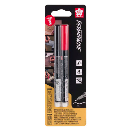 Sakura Permapaque feines Set, schwarz und rot