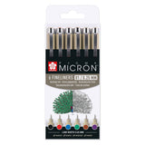 Sakura Pigma Micron 01 Federmäppchen mit 6 Grundfarben