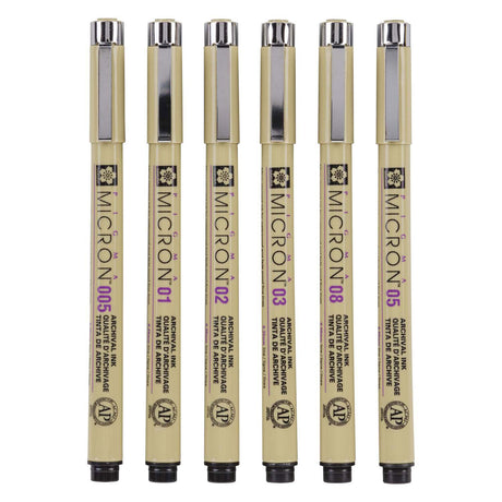 Sakura Pigma Micron 01 Federmäppchen mit 6 Grundfarben
