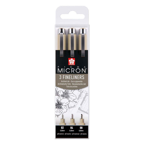 Sakura Pigma Micron Federmäppchen 3 Fineliner schwarz 02-04-08
