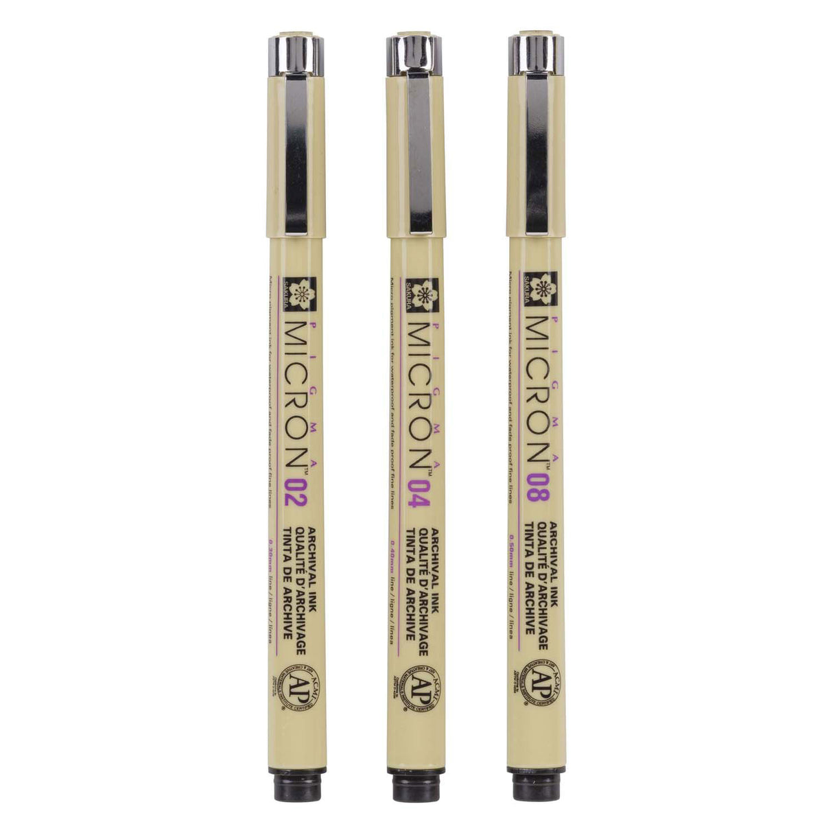 Sakura Pigma Micron Federmäppchen 3 Fineliner schwarz 02-04-08