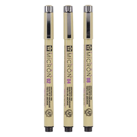 Sakura Pigma Micron Federmäppchen 3 Fineliner schwarz 02-04-08