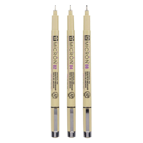 Sakura Pigma Micron Federmäppchen 3 Fineliner schwarz 02-04-08