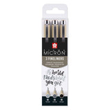 Sakura Pigma Micron 05 Fineliner-Set, 3 Stifte, schwarz-grau