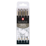 Sakura Pigma Micron Fineliner-Set, 4 Größen, helles kühles Grau