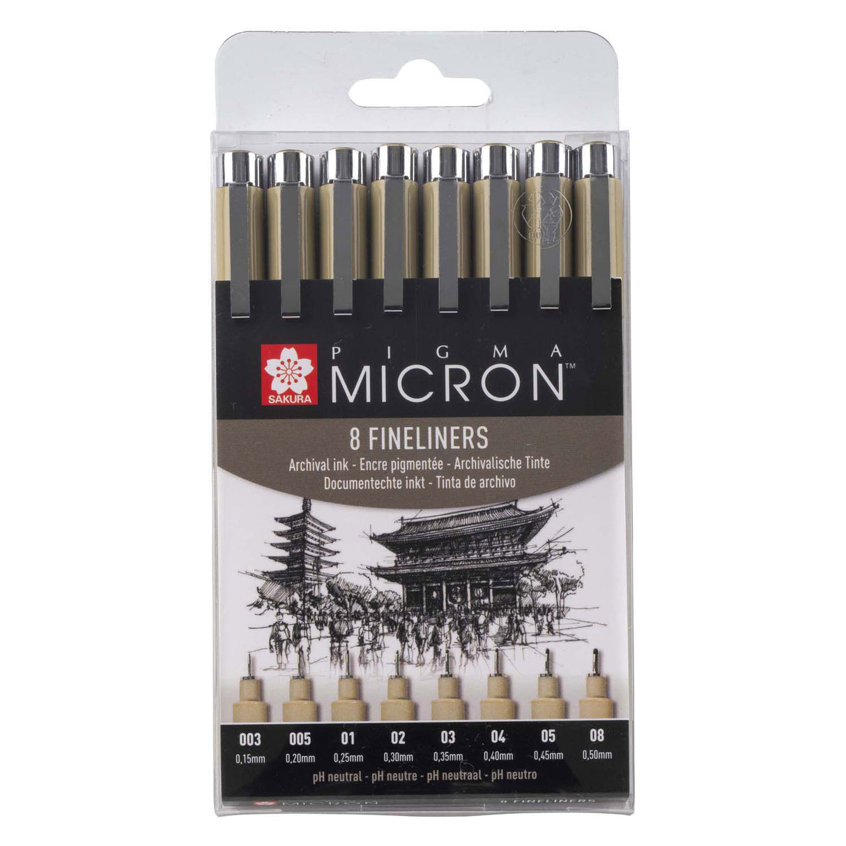 Sakura Pigma Micron Federmäppchen 8 Fineliner schwarz
