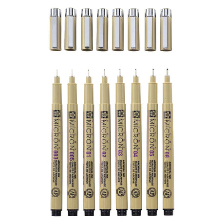Sakura Pigma Micron Federmäppchen 8 Fineliner schwarz