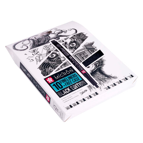 Sakura Pigma Micron Black Edition Set und Gratis-Etui, 10 Stück