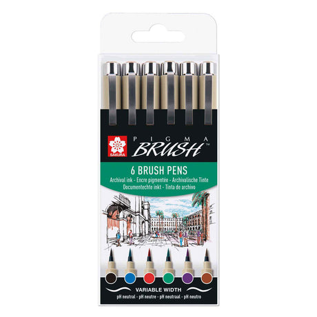 Sakura Pigma Pinselset Beutel 6 Grundfarben