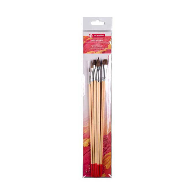 Talens Art Creation Öl-Acrylpinsel-Set mit 5 Rinderhaaren