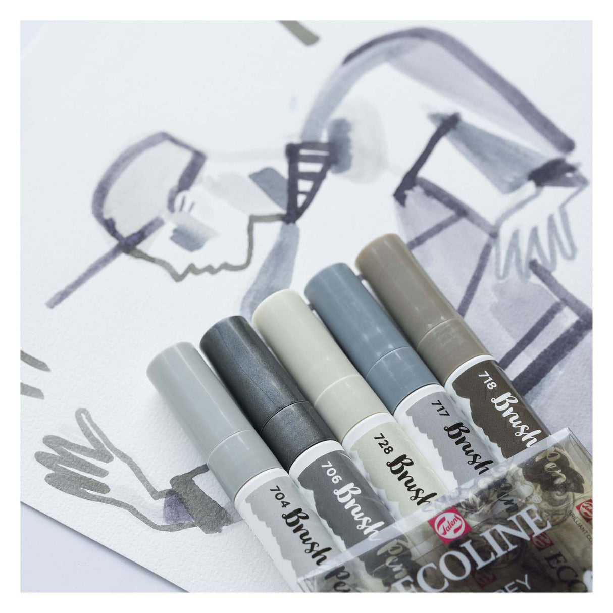 Bruynzeel Ecoline Pinselstift-Set Schatten, 5 Farben