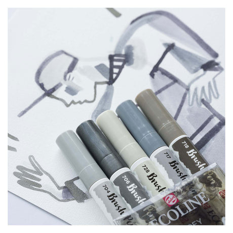 Bruynzeel Ecoline Pinselstift-Set Schatten, 5 Farben