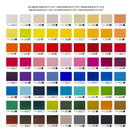 Allgemeines Auswahlset für Acrylfarben der Amsterdamer Standardserie | 72 × 20 ml