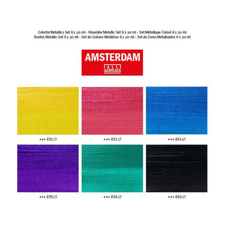 Bruynzeel Amsterdam Standard-Serie Acrylfarbe bunt metallic Set 20ml, 6-tlg.