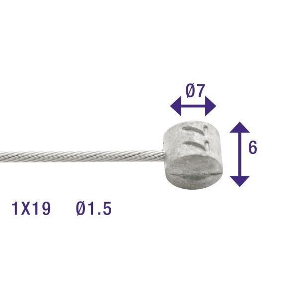 Rem Binnenkabel Eledes 5000 mm Edelstahl Ø1.5mm T-Nipple (auf Karte)