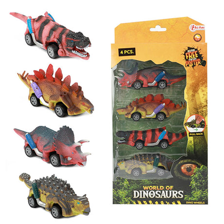 Toi-toys Welt der Dinosaurier Dino Rückzugsauto, 4-tlg.