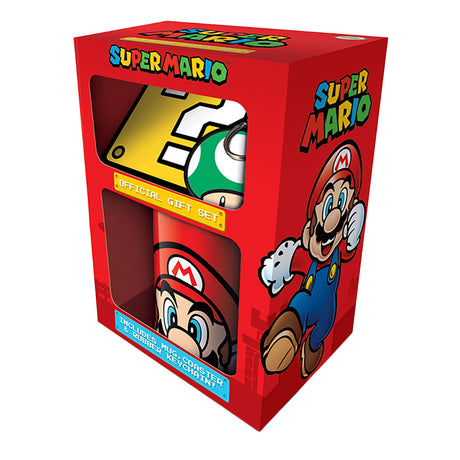 Super Mario Geschenkset – Tasse, Untersetzer-Schlüsselanhänger