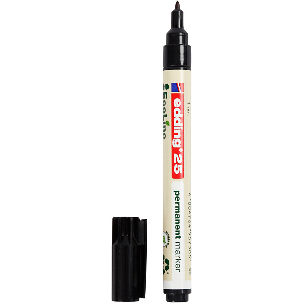 Edding Ecoline Marker 25, Größe 25, Strichstärke 1 mm, schwarz, 1 Stück