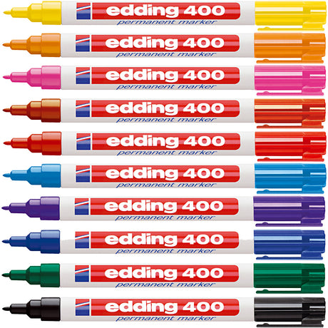 Edding Marker 400, Strichstärke 1 mm, verschiedene Farben, 10 Stück, 1 Box