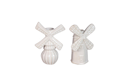 Ideen 4 Jahreszeiten Vase Windmühle 10,5x6,5xh15,5cm 2-fach cremesand