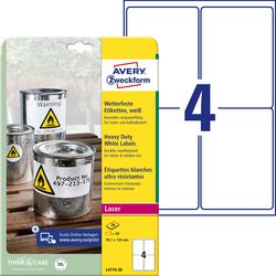 Wetterfeste Etiketten Avery 99,1 x 139 mm 80 Stück