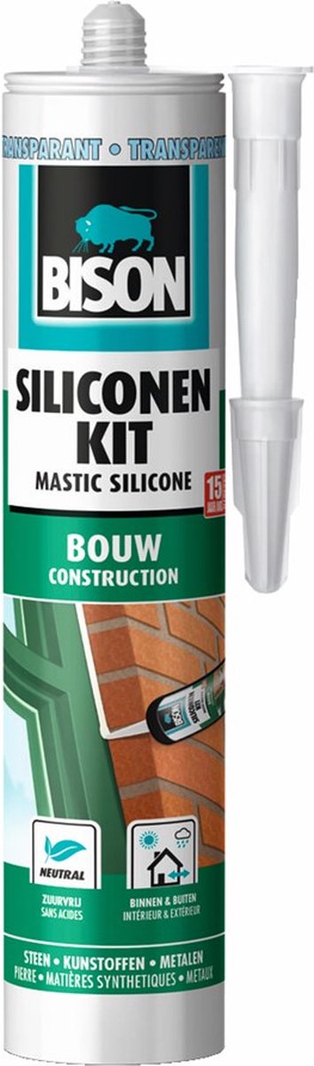 Bison Silikondichtstoff Bau transparent Tube 300 ml dauerelastisch, wasserbeständig, alle Bauabdichtungen