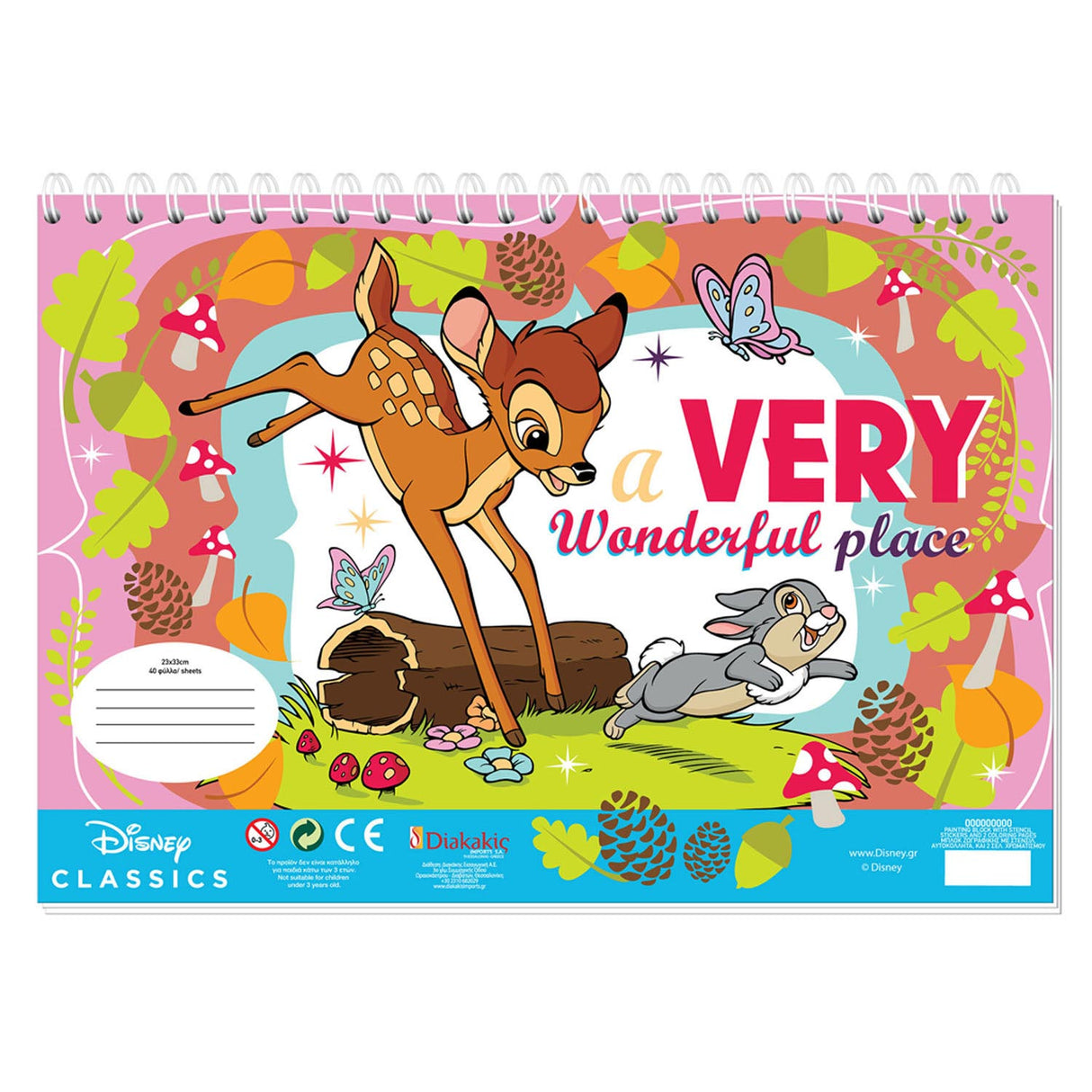 Disney-Bambi-Malvorlagen mit Schablone und Stickerbogen