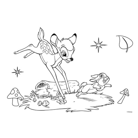 Disney-Bambi-Malvorlagen mit Schablone und Stickerbogen