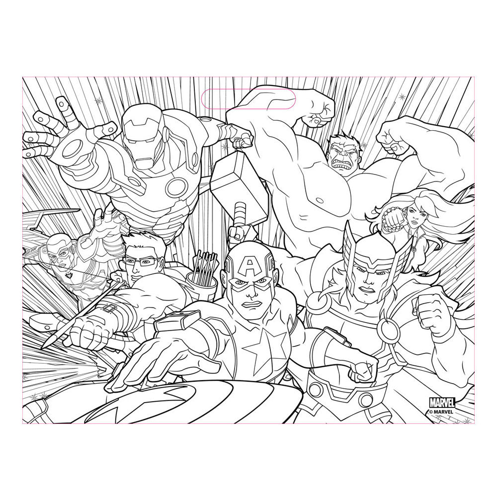 Avengers-Zeichenblock mit Aufklebern und 3 Buntstiften, 40 Blatt
