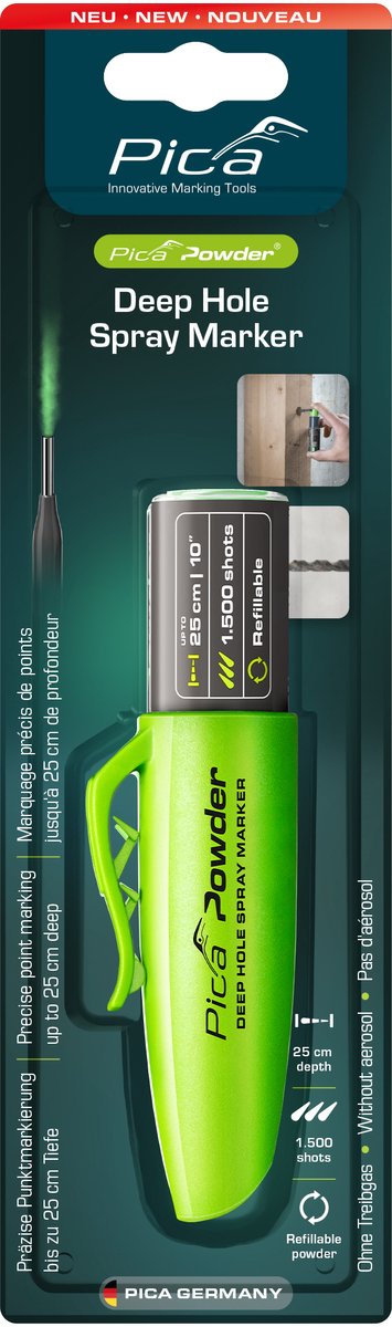 Pica powder 2020 spraymarker - markeerspray voor diepe boorgaten tot 25cm diep