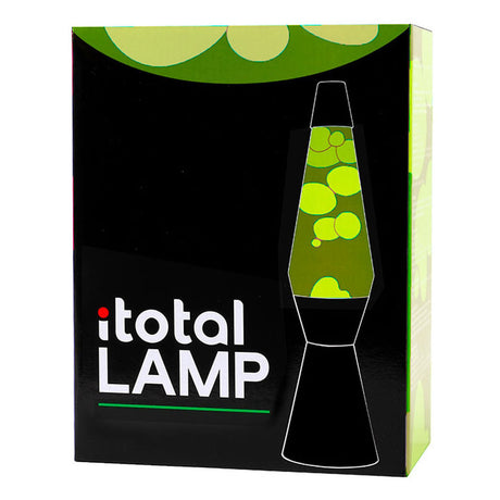 I-total Lavalampe – Lavalampe – Stimmungslampe – 40 x 11 cm – Glasaluminium – 30 W – grün mit gelber Lava – schwarz – XL2341