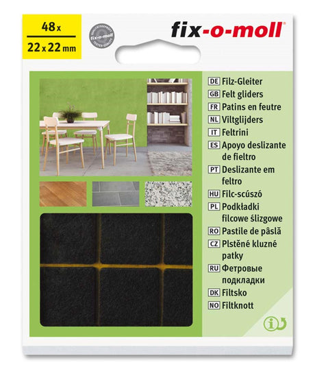 Fix-o-moll Filzgleiter 22x22mm 48 Stück braun