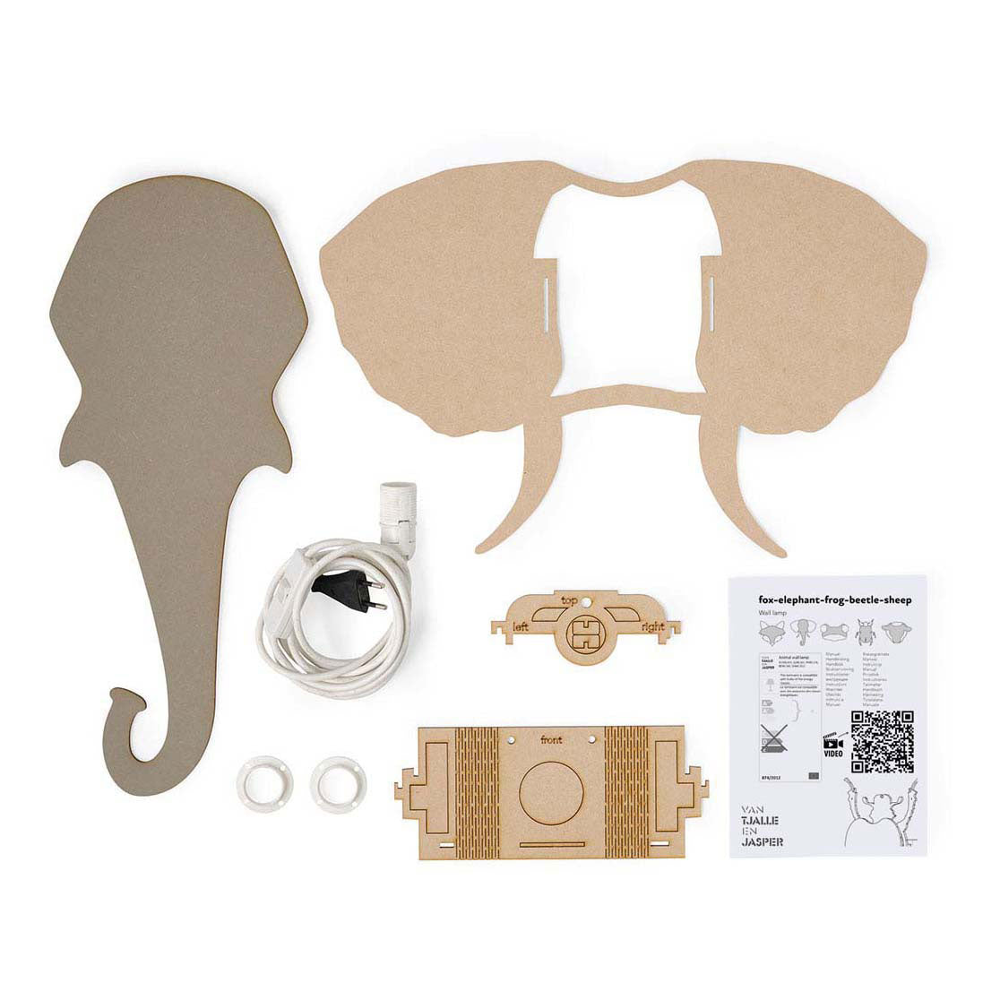 Van tjalle en jasper - olifant wandlamp - hout