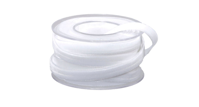 Pc. roll velvet ribbon (1 cm) white 8 meter