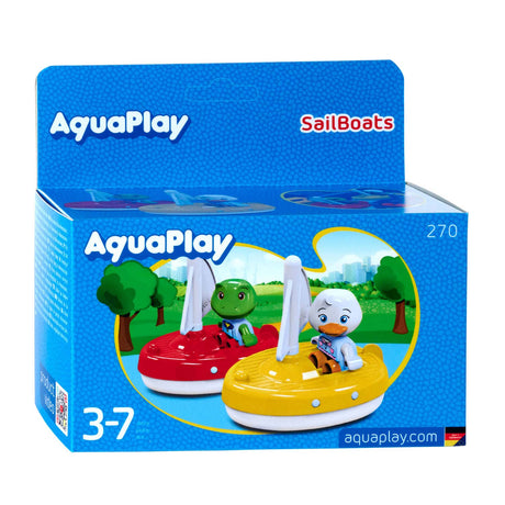Aquaplay groß – 2 Segelboote + 2 Figuren – Wasserbahn-Zubehör