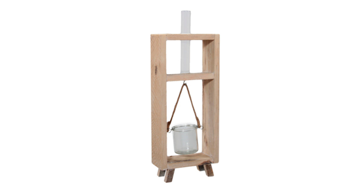 Pc. 1 wooden frame w glass (1) natural 19.5x8x44cm