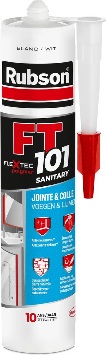Rubson FT101 Sanitärweiß 280 ml Bausatz | starkes und langlebiges Dichtmittel für Sanitäranwendungen | resistent gegen Feuchtigkeit und Schimmel | einfach zu bedienen
