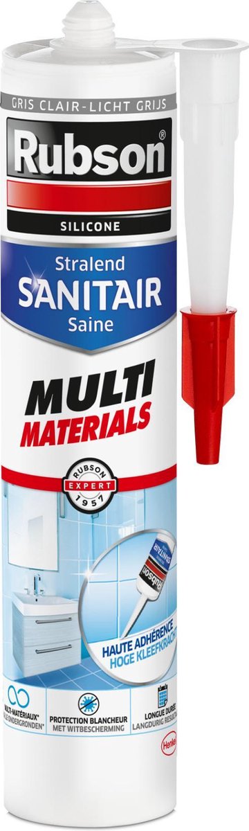 Rubson Sanitärdichtstoff Multimaterialien hellgrau 280 ml – Silikondichtstoff für Badezimmer – schimmelresistent wasserfest – für Dusche, Bad Sanitärabdichtung