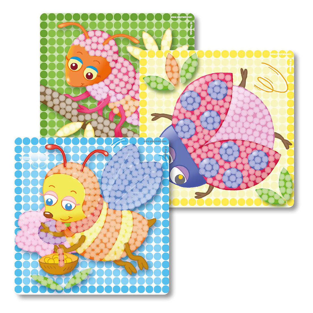 Playmais-Mosaikkarten verzieren Insekten