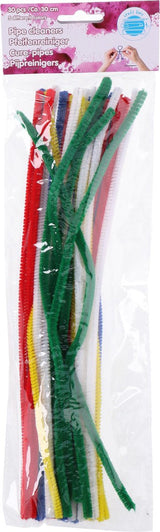 Edco Craft Line Chenille-Drähte – 30 Stück – Pfeifenreiniger Basteln 30 cm – Chenille-Draht mehrfarbig 5 Farben – Bastelmaterial Kinder