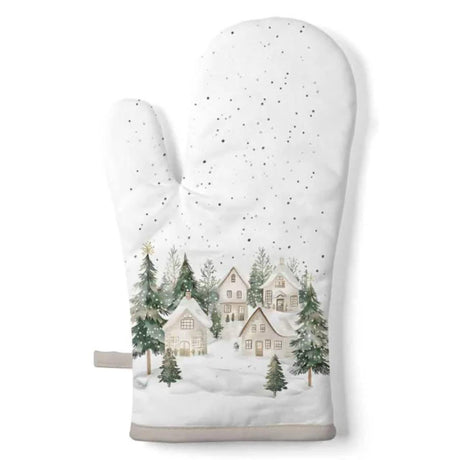 Ambiente ovenhandschoen snowy houses 18x30cm katoen