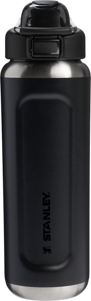 Stanley Twist Flip 2.0 Wasserflasche mit Drehverschluss mit Feder 0,47 l – 10 Stunden kalt – 2 Tage kalt mit Eis – Edelstahl-Trinkflasche – BPA-frei – auslaufsicher – spülmaschinenfest – Schwarz
