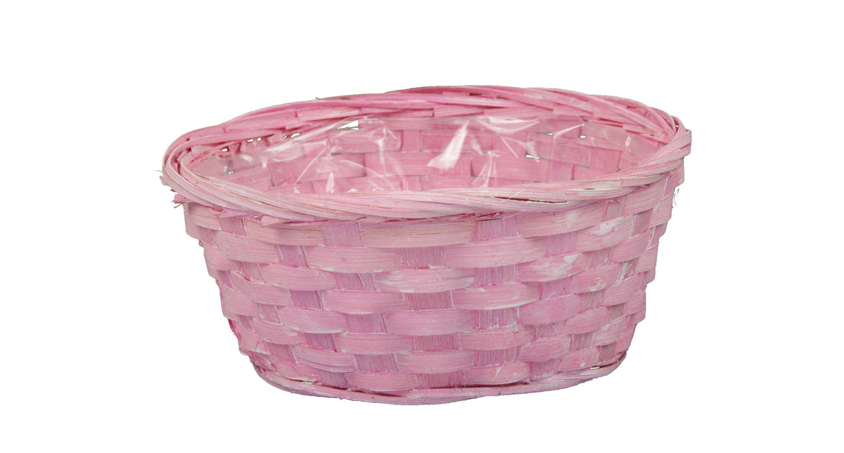 Pc. bamboo basket l. pink ø 20x9 cm